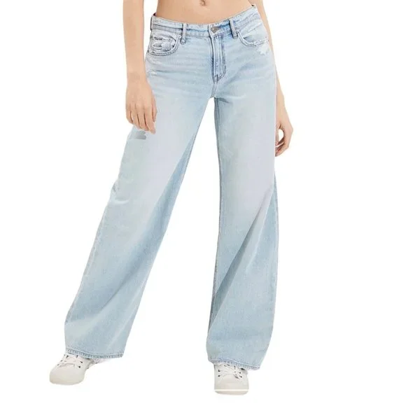 NWT American Eagle Womens 20 Long Low Rise Skater Jean Baggy Wide Leg Light Wash - Picture 5 of 8